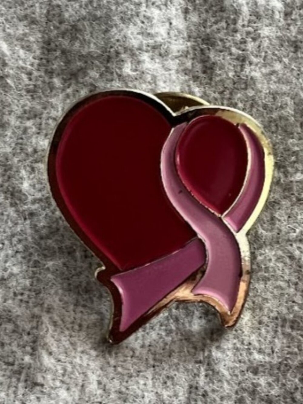 Pink Breast Cancer Awareness Ribbon Heart Lapel Hat Pin